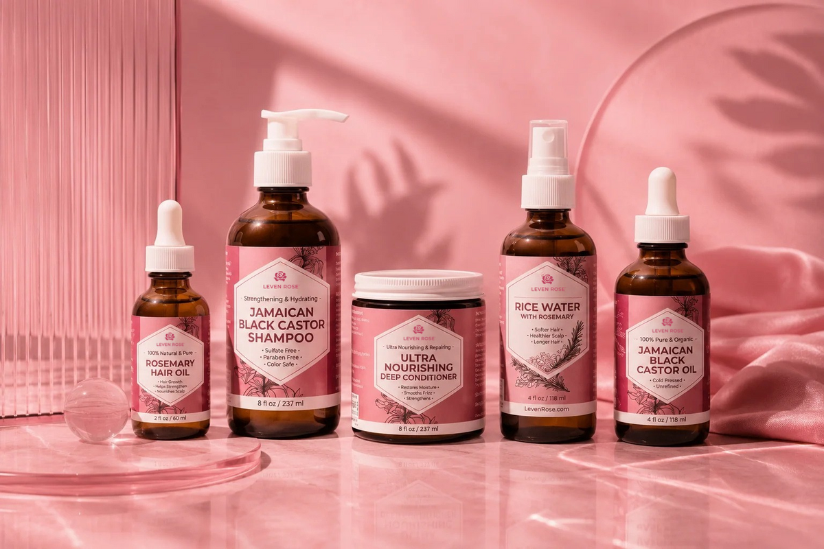 image of hair bundle products lined up