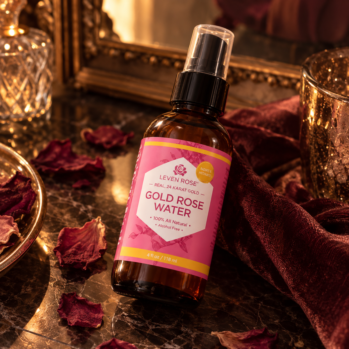 24K Gold Rose Water Toner - 4 oz