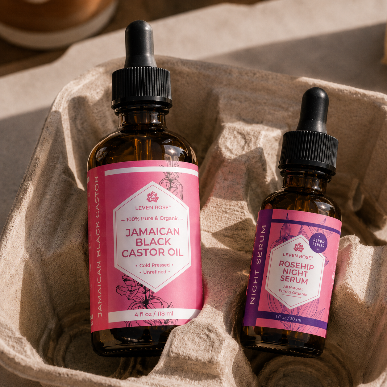 Jamaican Black Castor Oil & Rosehip Night Serum Duo