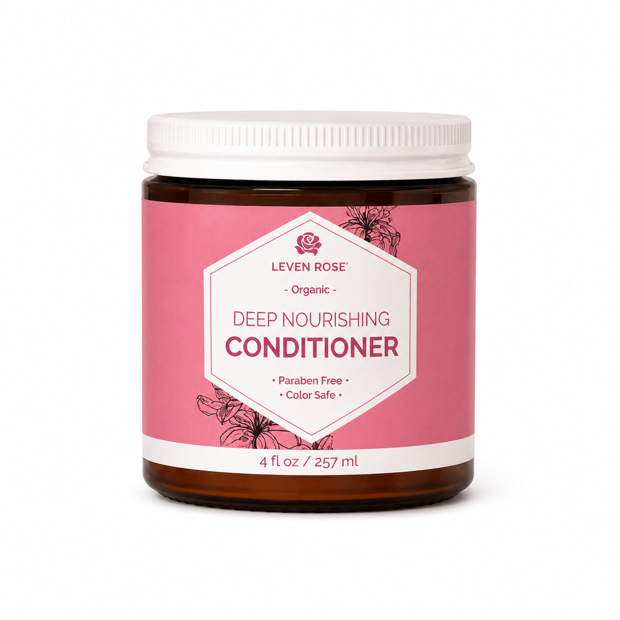 A jar of Leven Rose Deep Nourishing Conditioner, 4 fl. oz.
