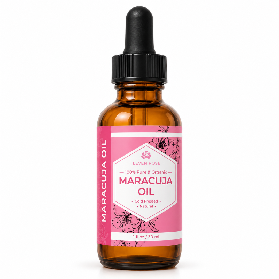 maracuja oil bottle with pink label